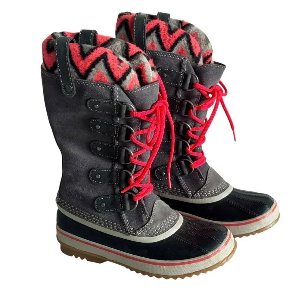 Sorel Joan of Arctic Knit gray Winter Waterproof Snow Boot NL2142-051 Women Sz 6